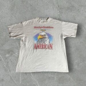 Vintage Harley Davidson Shirt Men 2XL Grey 90s Cafe Eagle All American Bikercore